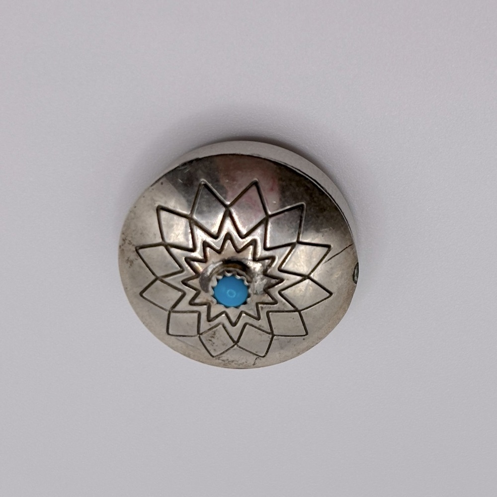 Native American Silver and Turquoise Button Covers(5) - Picture 7 of 10